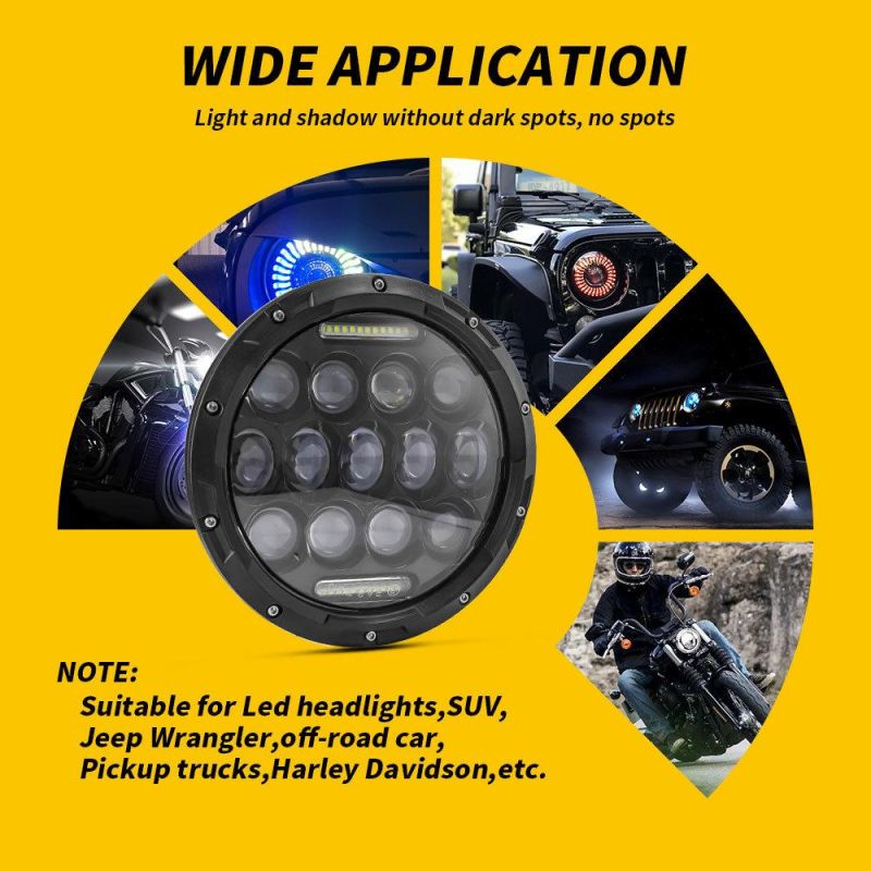Dxz 7inch 13LED 4X4 75W/35W DOT Round IP67 Thick for Jeep Wrangler LED Offroad Trucks Motorcycle Headlight