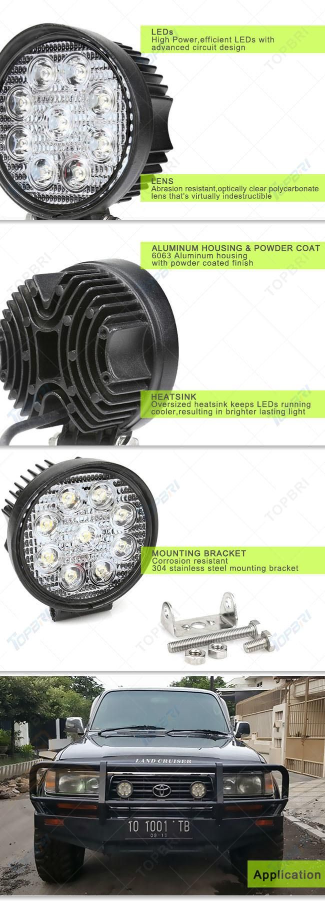 Shockproof 4inch Circle 27W Auto LED Work Light