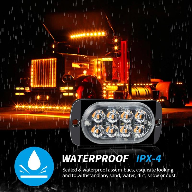 Dxz Auto Emergency Strobe Lights 8LED 24W Surface Mount Amber/White Warning Hazard Flashing Light Bar for Vehicle ATV Truck