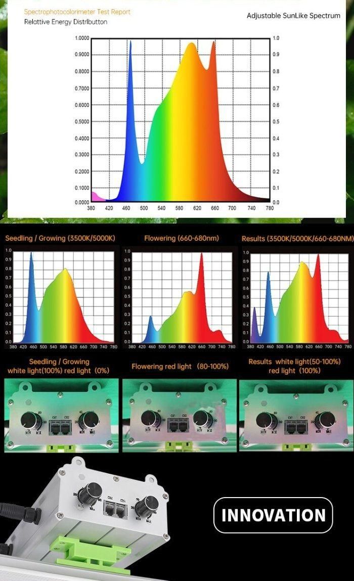 Rygh-Bz800 800W Multi Spectrum Variable 1-10V Dimmable High PPE LED Plant Grow Light