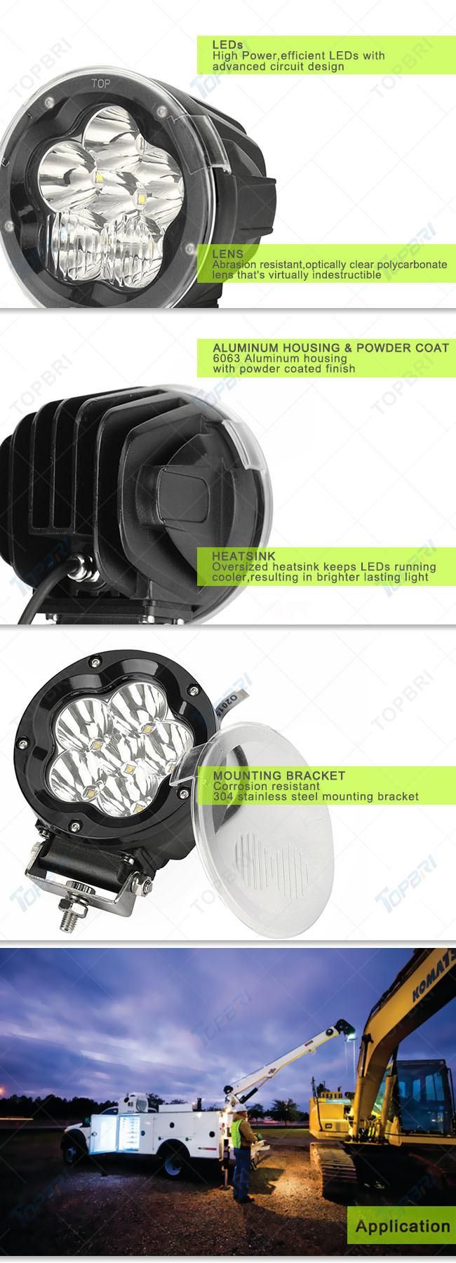 Shockproof 5inch 12V Round Combo Beam LED Tractor Work Light