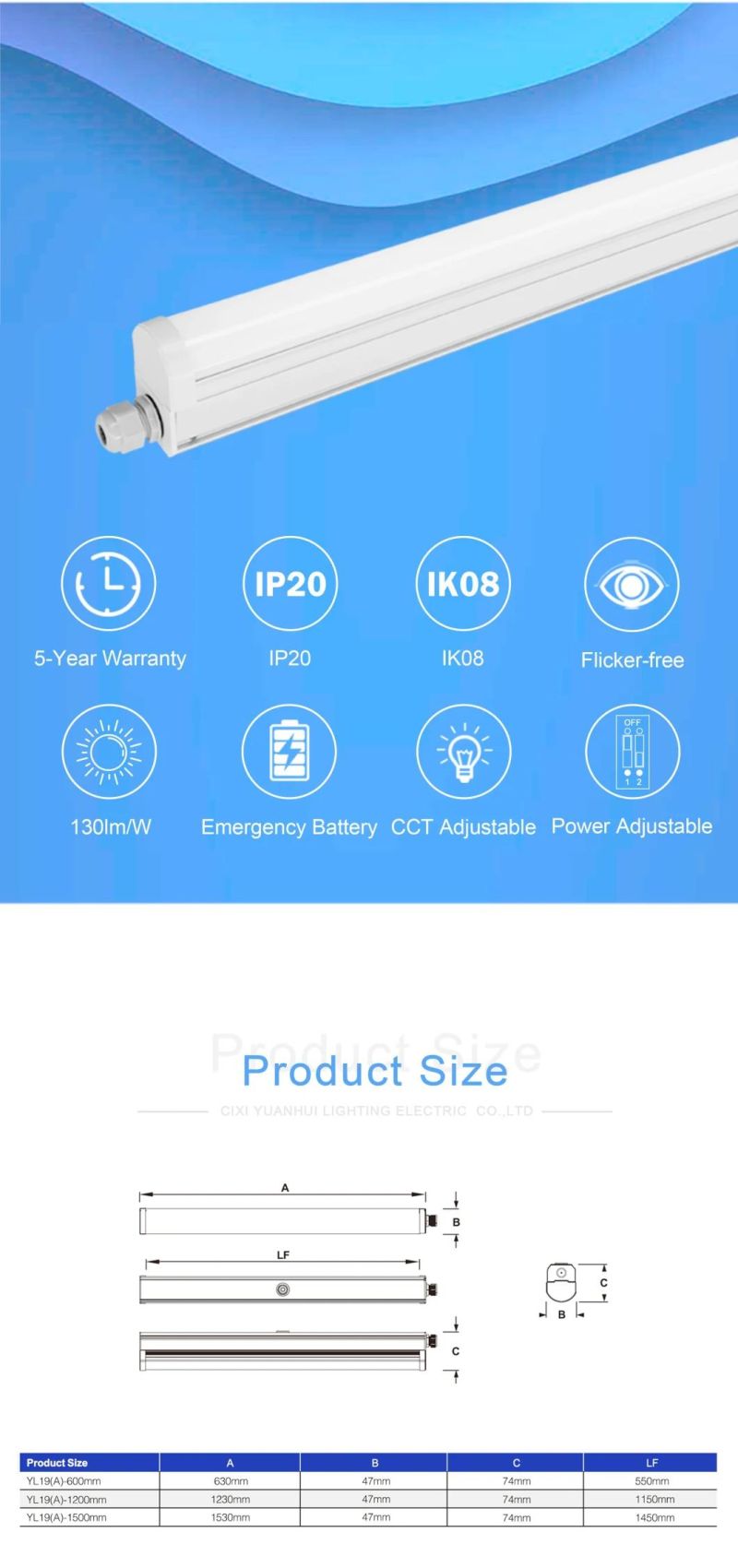 Tri-Proof Light Aluminum LED Batten Light 0.6m LED Light