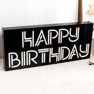 Happy Birthday Flexible LED Neon Sign with Black Acrylic