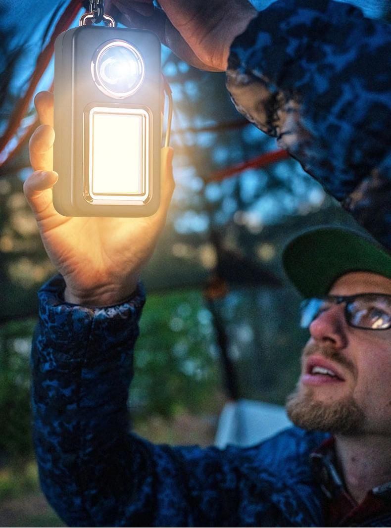 Keychain Repair Light Multifunctional Emergency Flashlight USB Rechargeable Tent Camping Light COB Work Light