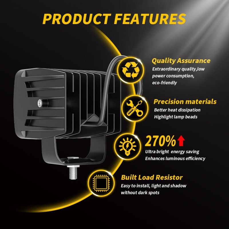 Dxz 18W 3 Inch Work Light High Power Ultra High Brightness Jeep Wrangler off-Road Vehicle a Pillar Light LED Fog Light Spotlight Backlight