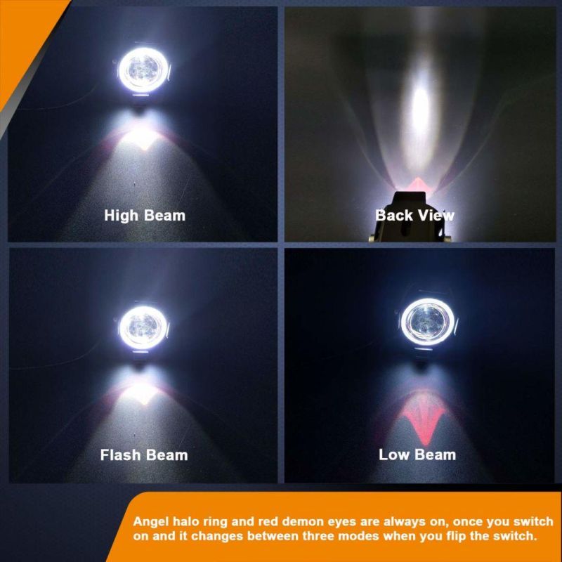 12V-80V LED Motorcycle Mini U7 Spotlights Fog Driving Spot Head Light Colorful Halo Rings Motorbike Light Headlight