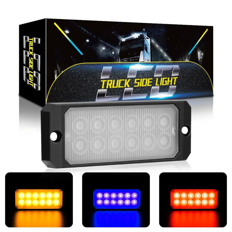 Dxz 12V-24V Truck Car 12LED Warning Flash Light Bar Flashing Mode 36W LED Strobe Light SUV Side Marker Motorcycle Lights LED Strobe