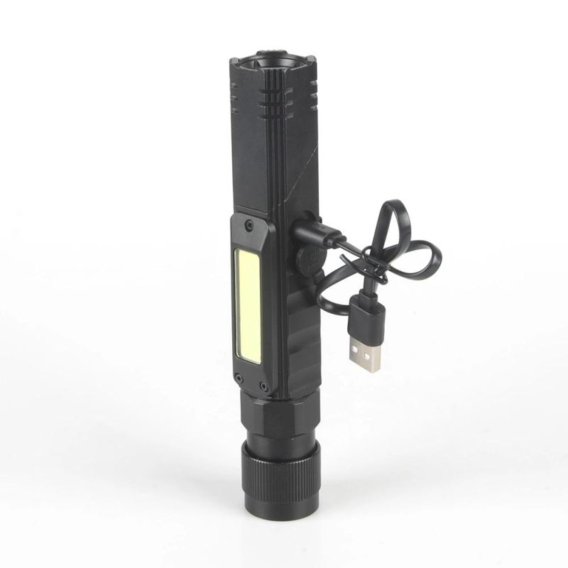 Yichen New Design Rechargeable LED Flashlight with Dual Emergency Light and Rotation Head