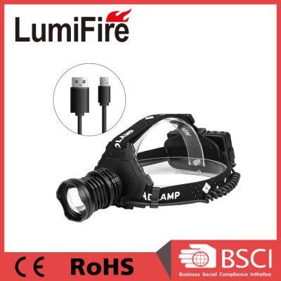 USB Rechargeble Outdoor High Light Telescopic Zoom Xhp70 Headlamp