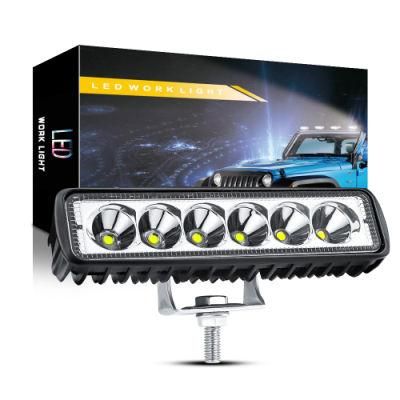 Dxz Lightbar 18W 6inch Auto LED Work Lamp Pods Single Row Spotlight Driving Light Foglight Boat Light ATV Car Truck off Road