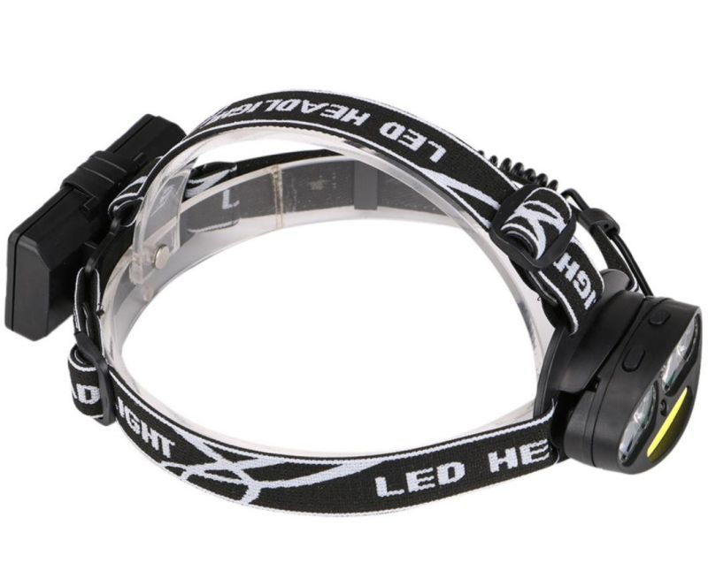 High Visibility Rechargeable T6 LED Head Torch Lamp with Sensor Switch 7 Flash Mode Head Torch Light Waterproof Headlight Adjustable 18650 COB LED Headlamp