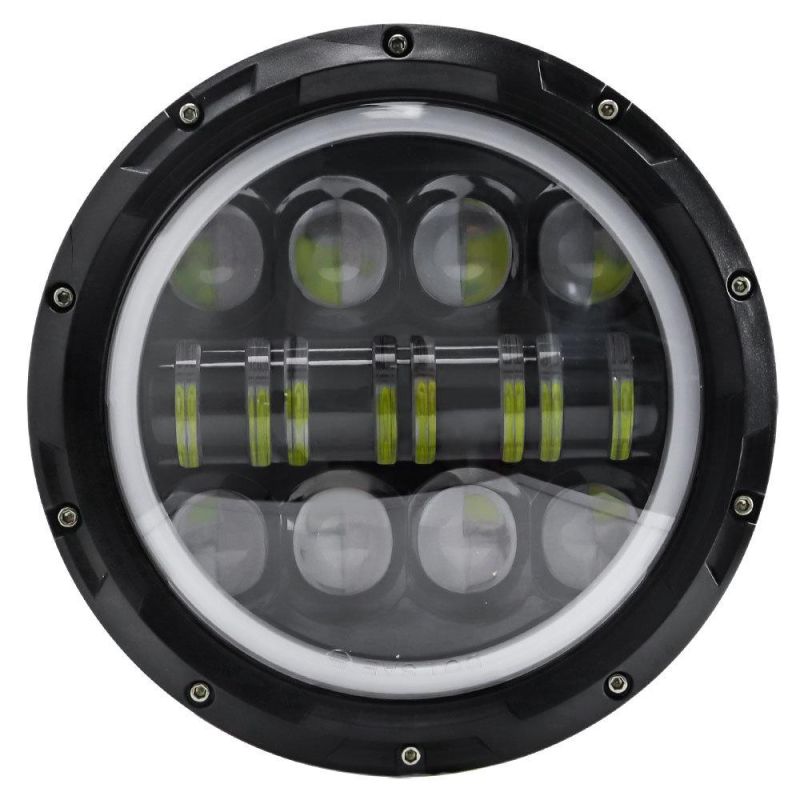 Dxz 16LED Thin Round with Aperture Super Bright 7 Inch High Low Beam DRL LED Headlight with Halo Ring for Jeep Wrangler Tj Jk