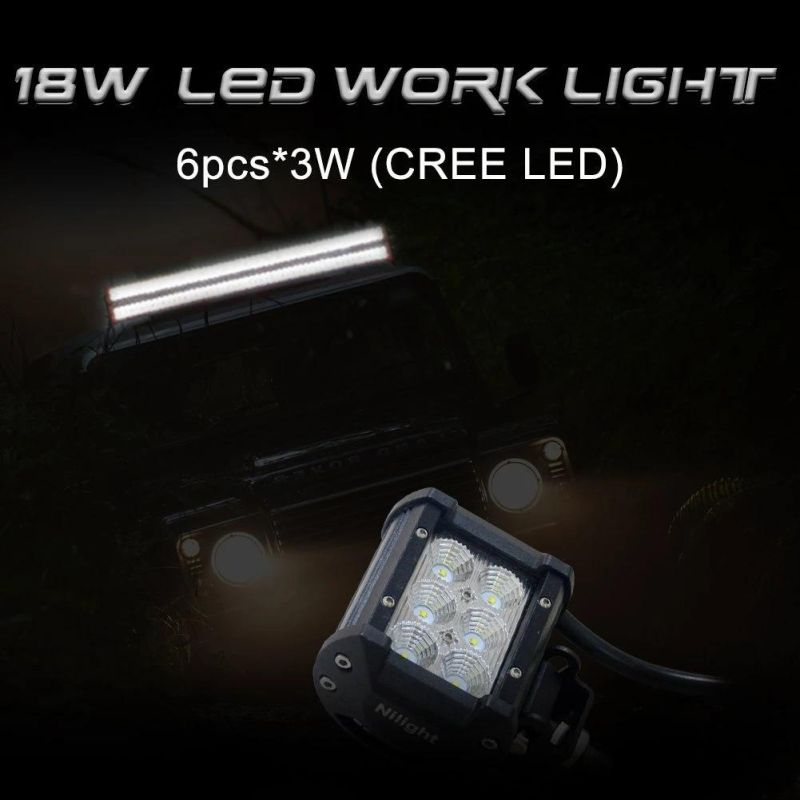 Auto Parts 18W Square CREE LED Work Light for Jeep Car Pickup Tractor