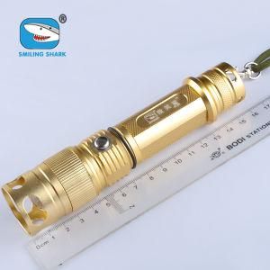 Golden LED Flashlight Rechargeable Zoom Torch