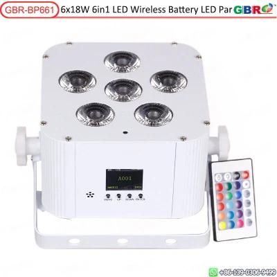 Gbr-Bp661 6X18W LED Flat PAR Cans Wireless DMX Uplight Battery Powered