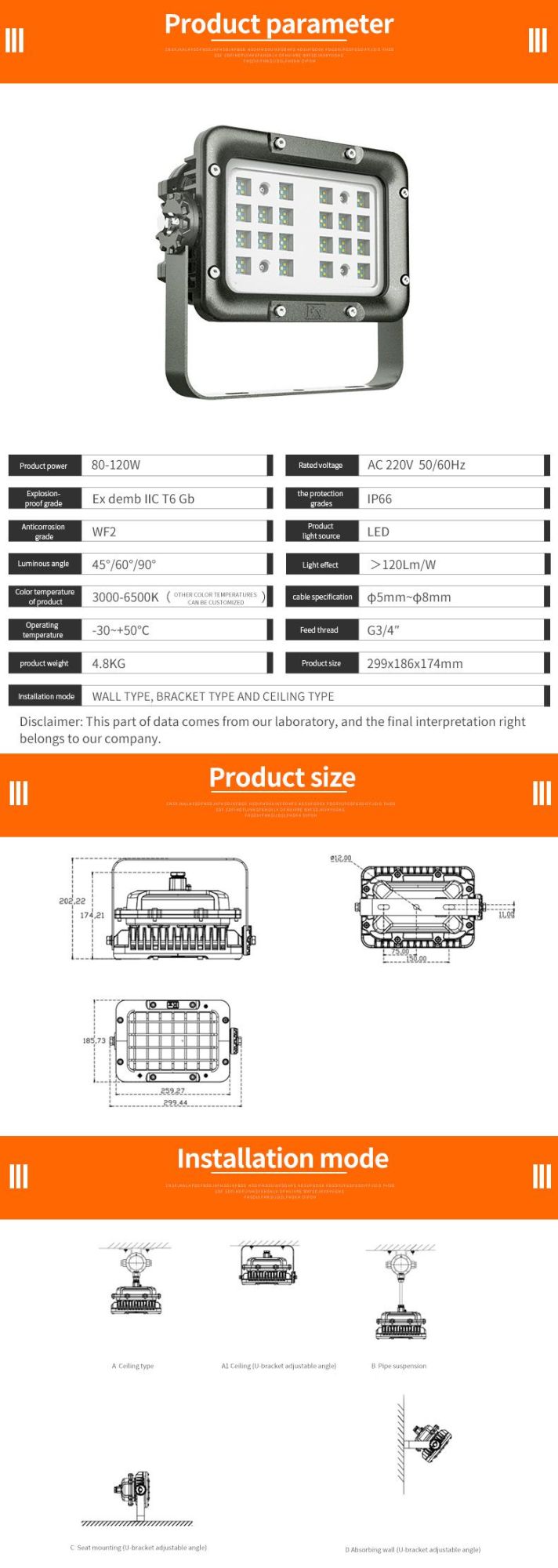 Manufacturer IP66 Waterproof Reflector Flood Light 20W 30W 40W LED Explosion Proof Lighting Lamp Floodlight