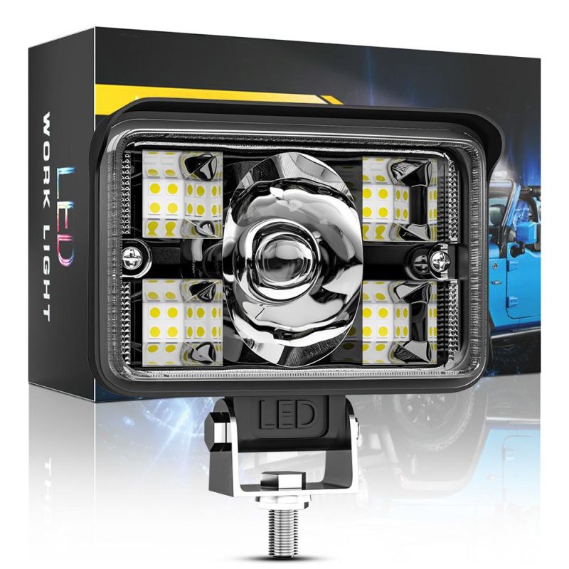 Dxz 3inch Ingot Lamp Duble Color Laser Gun Car Strong Light Super Bright Refit in The Net Truck Headlight Fog Proof Ingot LED Work Light Flood+Spot