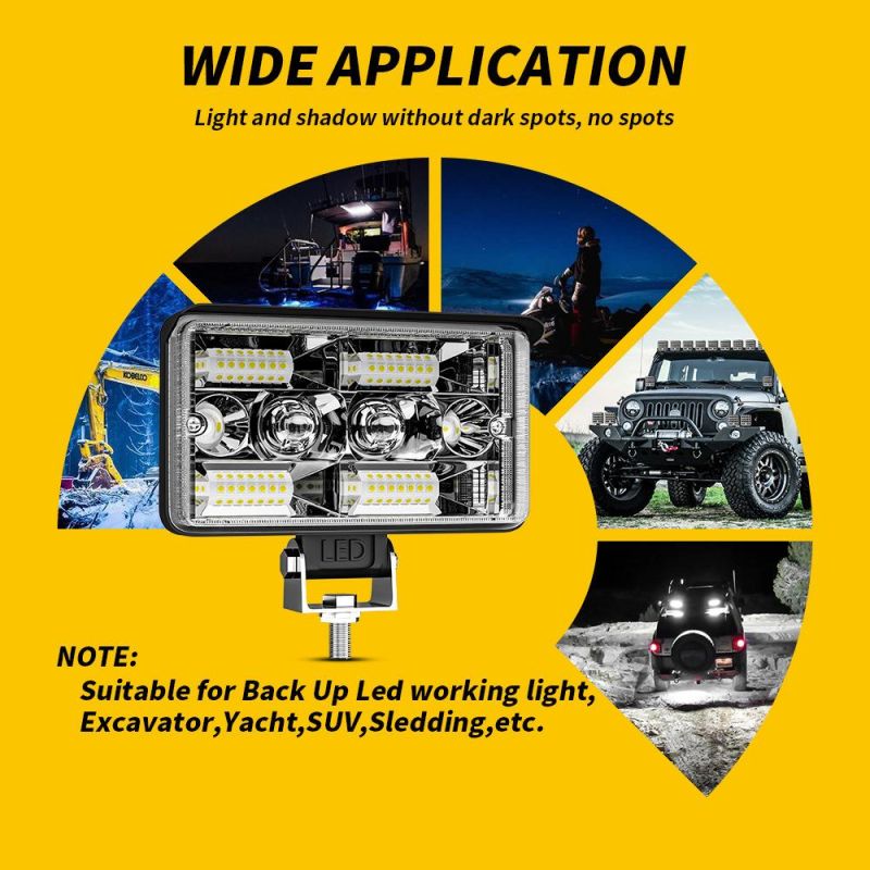 Dxz 4inch Ingot Lamp Duble Color Laser Car Strong Light Super Bright Refit in The Net Truck Headlight Fog Proof Ingot LED Work Light Flood+Spot