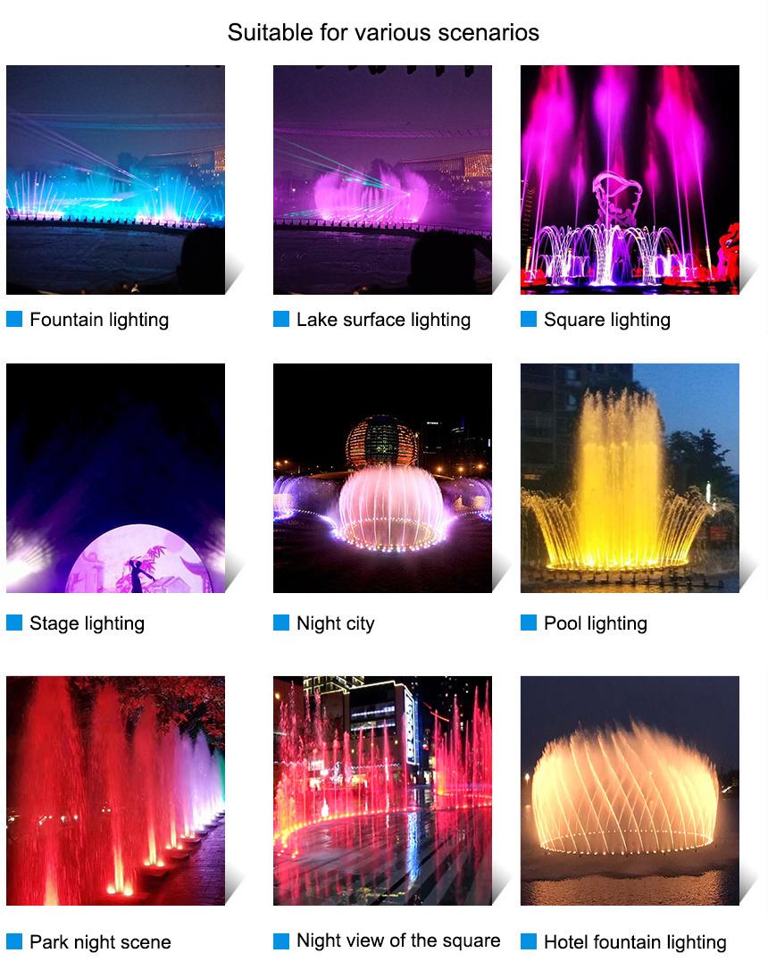 Round Outdoor LED Underwater RGB 24V IP68 LED Underwater Fountain Light Swimming Pool Light for Fountains