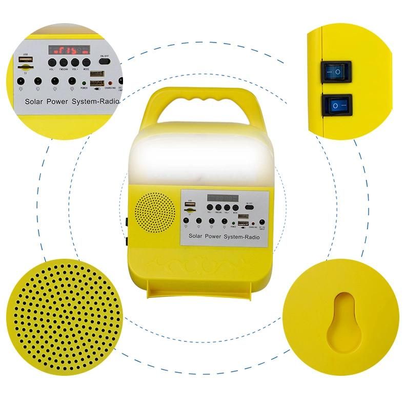 New Solar Charging Small System Lamp with MP3 Player Radio Function Multi-Functional Integrated Lamp