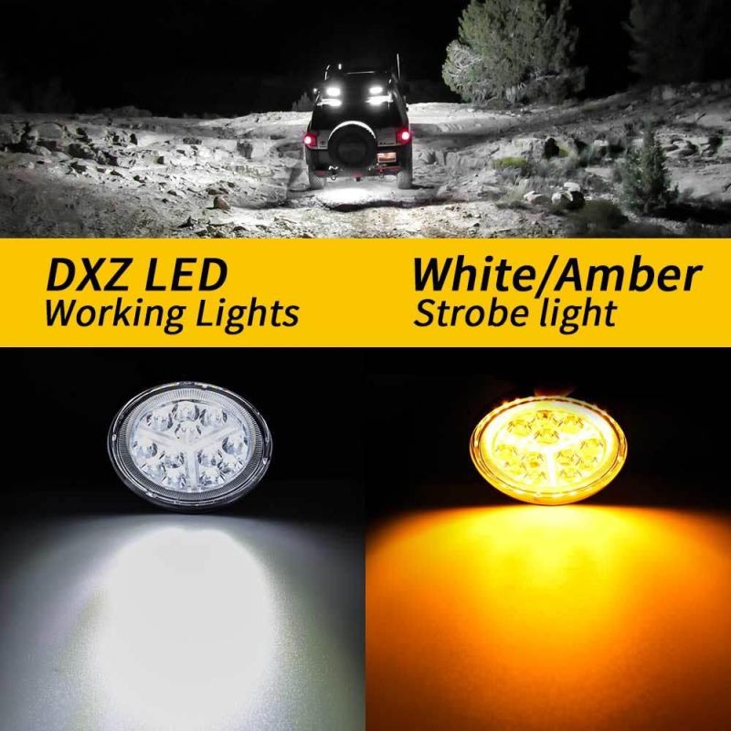 Dxz 4 Inch DRL 16LED Daytime Running Light Spotlight 48W 12V 24V LED Work Light Round for Motorcycle Offroad SUV