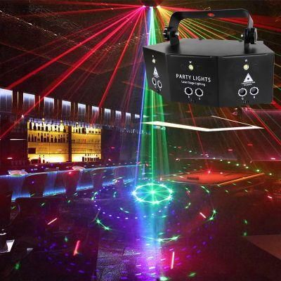 Stage Lamp Laser Lamp Atmosphere Lamp KTV Flash Lamp Laser Bar Festival Voice Control Atmosphere Indoor Projection Light 9 Eyes