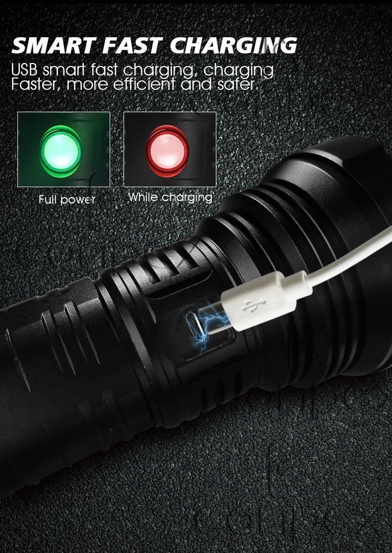 Conpex High Powered Handheld Zoomable Rechargeable Battery Diving Recharge Tactical Light LED Torch Flashlight