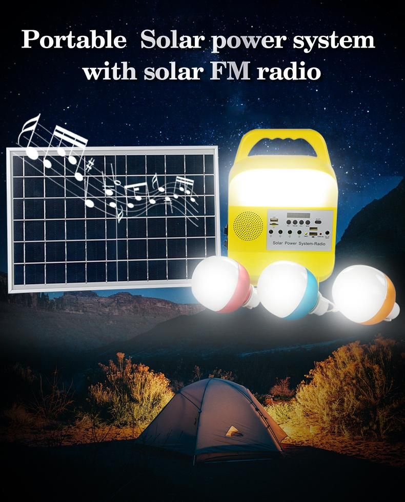 Solar Emergency LED Lighting Solar Power System of Lighting Radio FM Bluetooth Solar Light Solar Radio