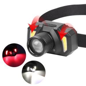 XPE+COB Strong Light Headlight with Built-in Battery USB Charging Telescopic Zoom Strong Light Sensor Headlight