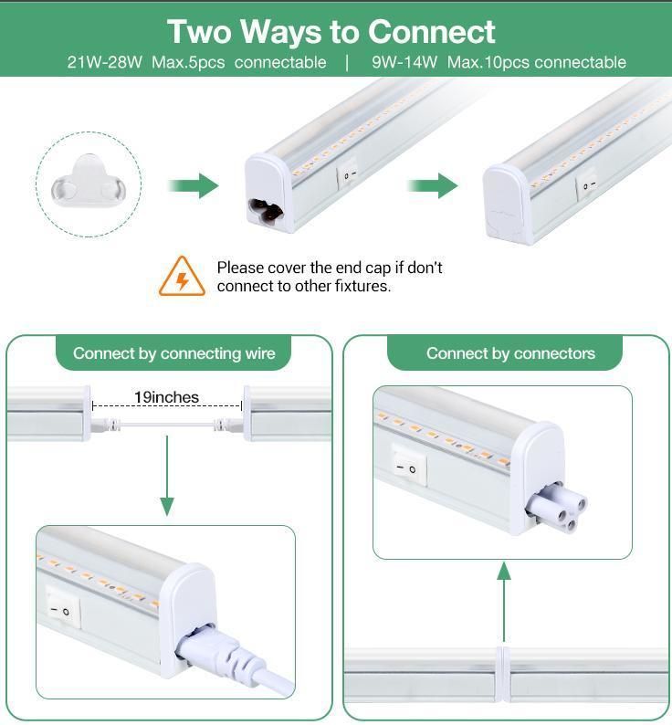 Plant Use Red and Blue LED Tube Lighting Type 2FT 4FT 120 Degree T5 8W 14W 28W Fixture Full Spectrum LED Grow Light