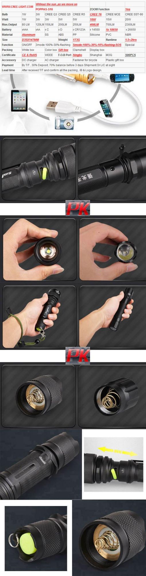 10W Rechargeable Tactical Multi Modes Flashlight