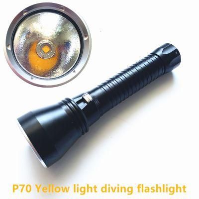 Strong Light Xhp70 Aluminum Alloy Yellow Light Diving Flashlight