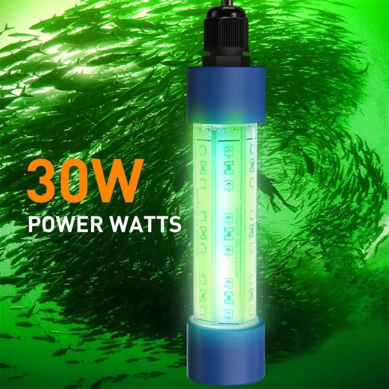 30W-3000W Underwater Fishing Light Green Color for Night Fishing Work at 12-220 Volt and Come with 10-100 Meters Cable and Safety Switch