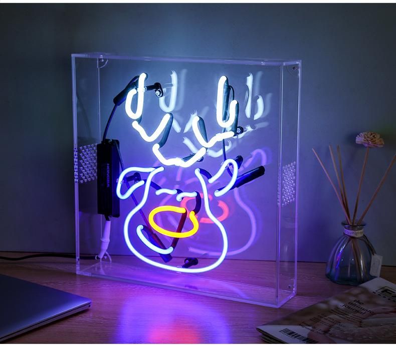 Love Acrylic Clear Box with Glass Neon Light for Room Bar Wedding