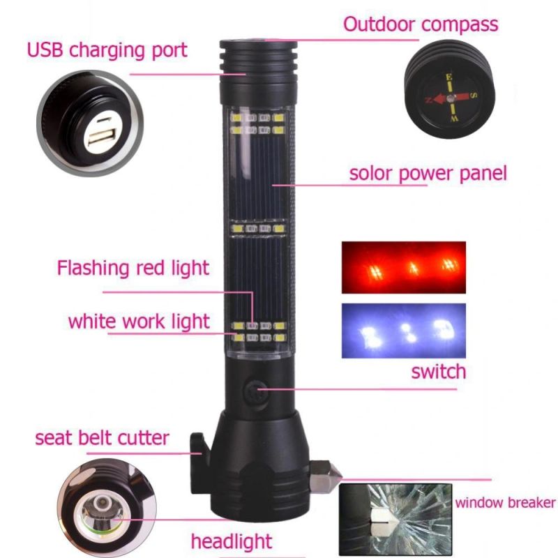 Solar Flashlights USB Torch Multi-Functional LED Flashlight