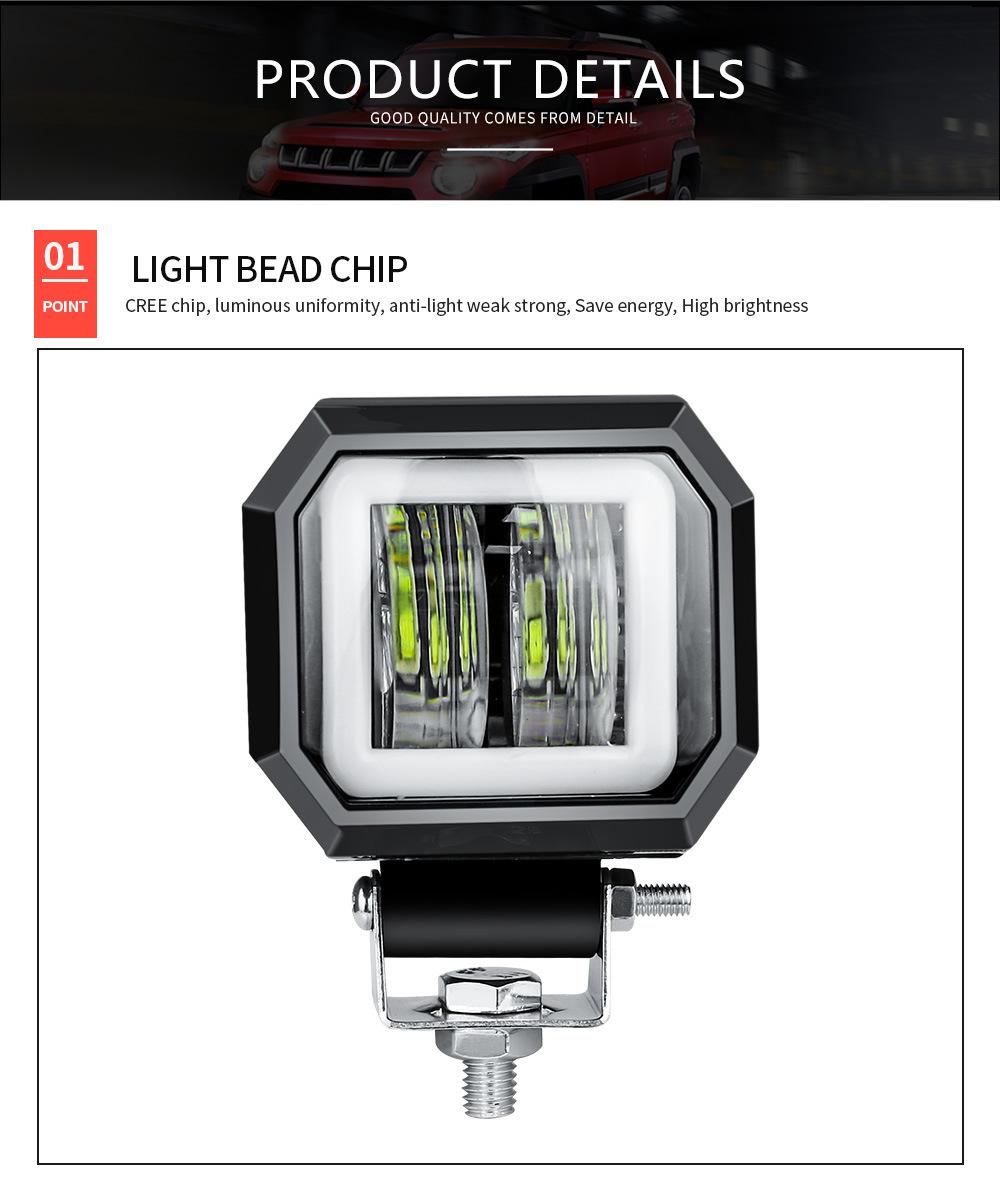 Dxz 7D 20W 3′′ Lamp Angel Eyes Square LED Waterproof Light Bar Spot Light Motorcycle Offroad Car Boat LED Work Light