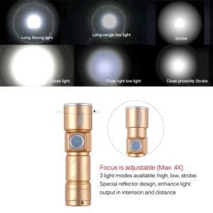 Emergency USB Rechargeable 500lm Aluminum Mini Telescopic CREE LED Torch