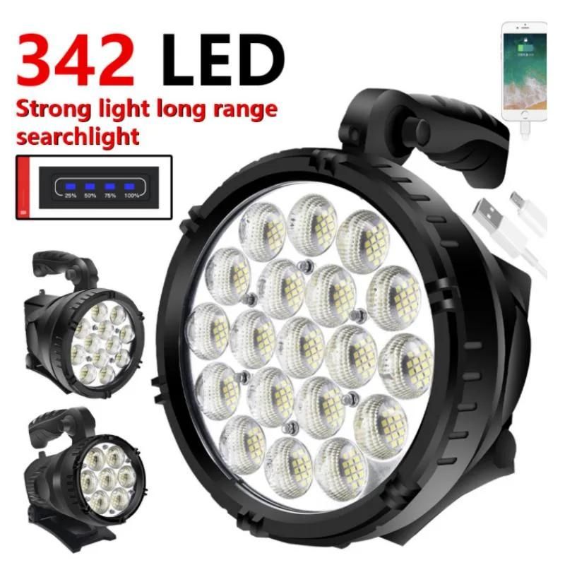 2200 Lumen Rechargeable Torch Light Multifunction Powerful LED Searchlight Spotlight Lamp Emergency Camping Fishing Handheld LED Flashlight
