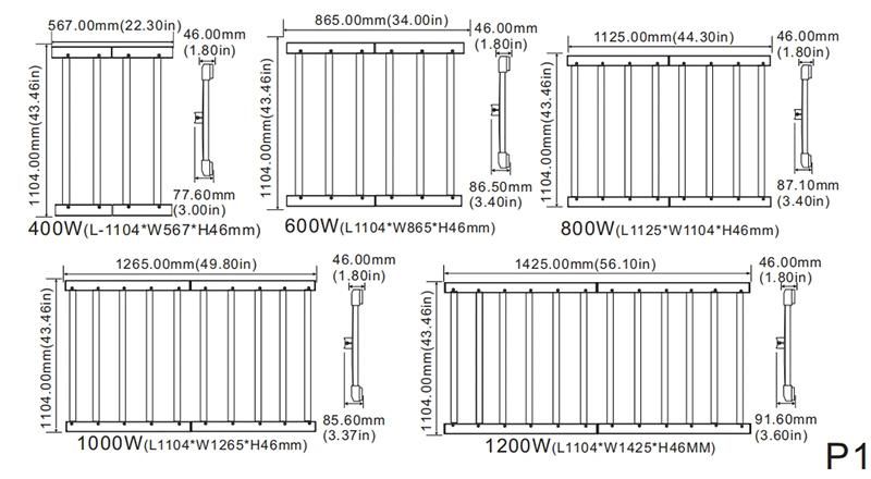 100-277VAC or 200-480VAC 5 Years 1000 Watt LED Grow Light Full Spectrum