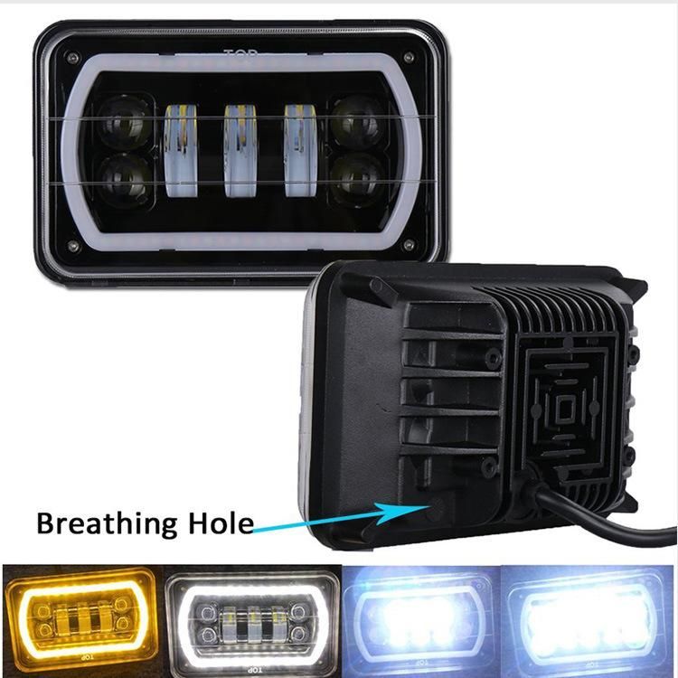 4X6 High Low Headlight Drive Light White Halo Amber DRL Turn Signal for off-Road Truck LED Headlight