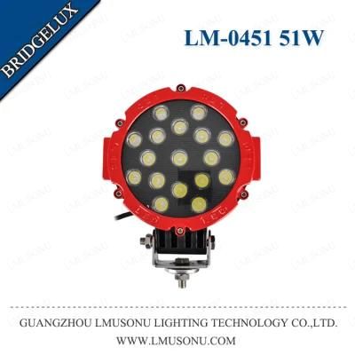 Black/Red 6.3 Inch 51W Round Offroad LED Work Light