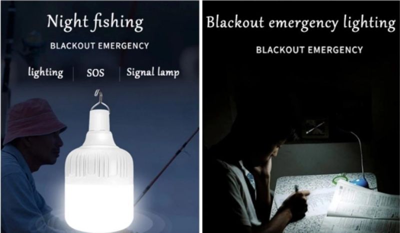30W 60W LED Emergency Lamp Solar Rechargeable Bulb 5V