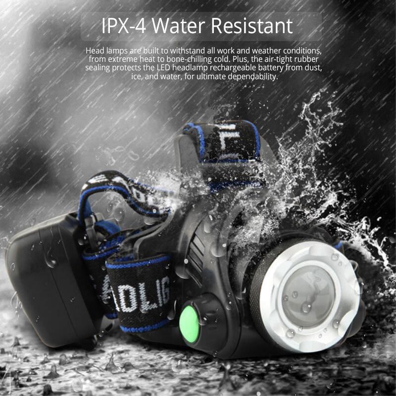 Newest LED Headlight T6/L2/V6 3 Modes Waterproof Zoomable Headlamp with Super Bright for Camping Fishing Hiking Bicycle