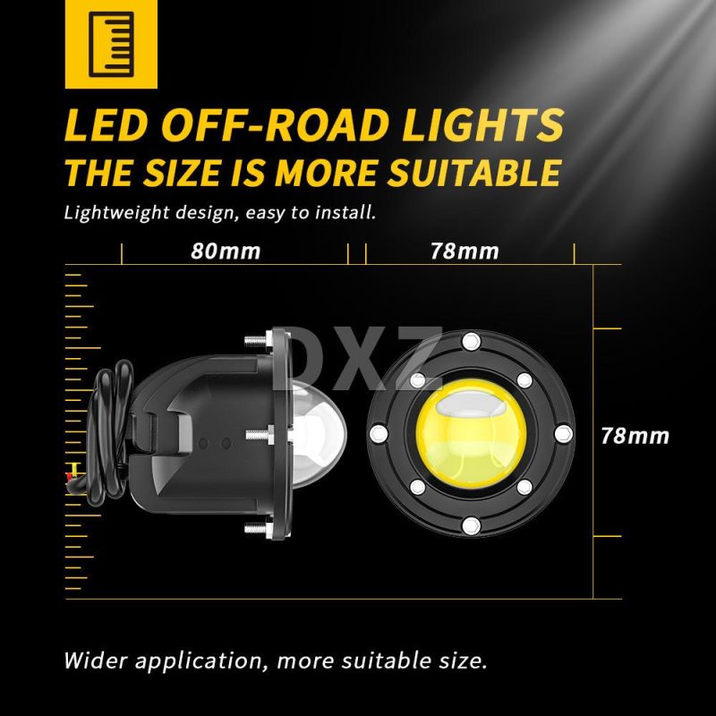 Dxz Round LED Bi-Color Spotlight 3 Inch Round Spotlight off-Road IP67 Waterproof LED Pod LED Work Light Driving Light