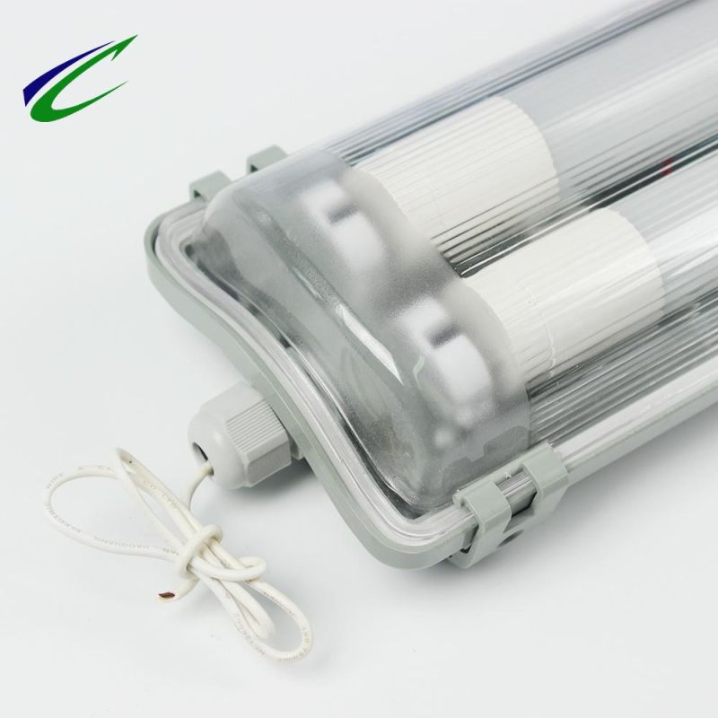 LED Triproof Fixtures with Two LED Tubes Waterproof Light Office Supermarket Storage Corridors Warehouse Car Parks Light