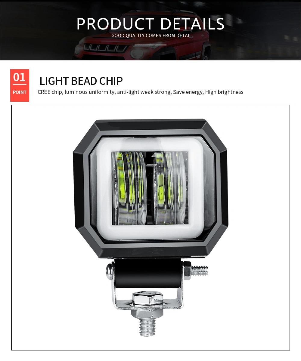 Dxz 7D 20W Lamp Angel Eyes Square LED Waterproof Light Bar Spot Light Motorcycle Offroad Car Boat LED Work Light