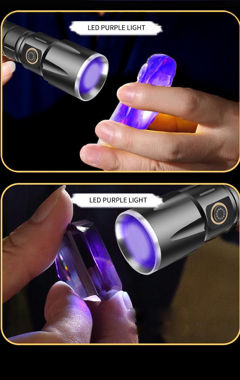 2021 Professional UV Light Rechargeable 18650 Battery 365nm Torch Flashlight