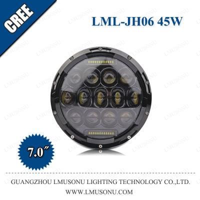 7 Inch 45W Round CREE off Road LED Headlight with DRL for off-Road Vehicles