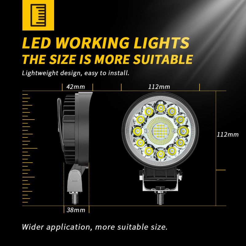 Dxz Round 4inch 33LED 25mm 3030 Chips Spot Lighting Offroad Tractor Rechargeable LED Work Light with DRL for Car /Offroad/Truck