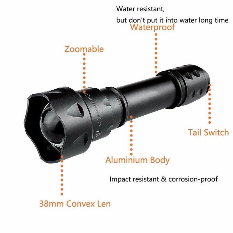 Infrared Light 850nm 5W Night Vision Camera Fill Light 18650 Zoom Flashlight T20